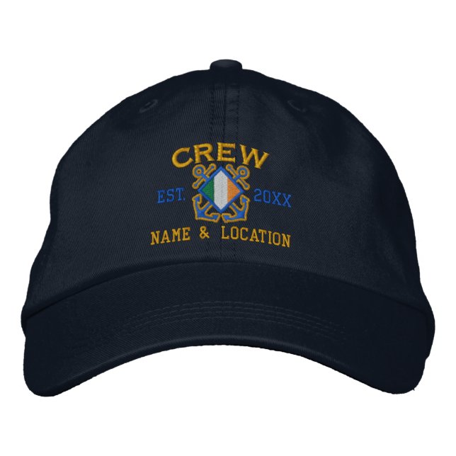 Personalized Irish Flag Crew Nautical Embroidery Embroidered Hat (Front)