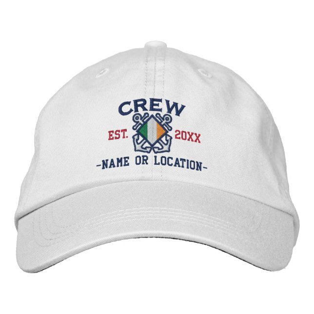 Personalized Irish Flag Crew Nautical Embroidery Embroidered Hat (Front)