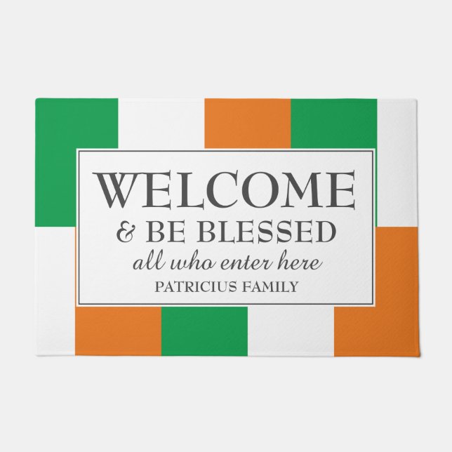 Personalized IRISH FLAG Welcome Doormat (Front)