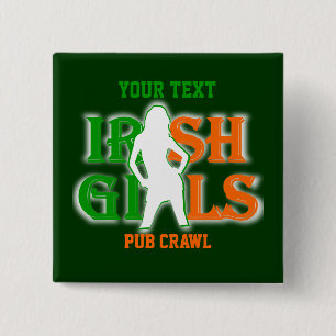 Personalized Irish girls drinking team 2 Inch Square Button