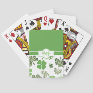 Personalized Irish Green Clover St Patricks Playing Cards