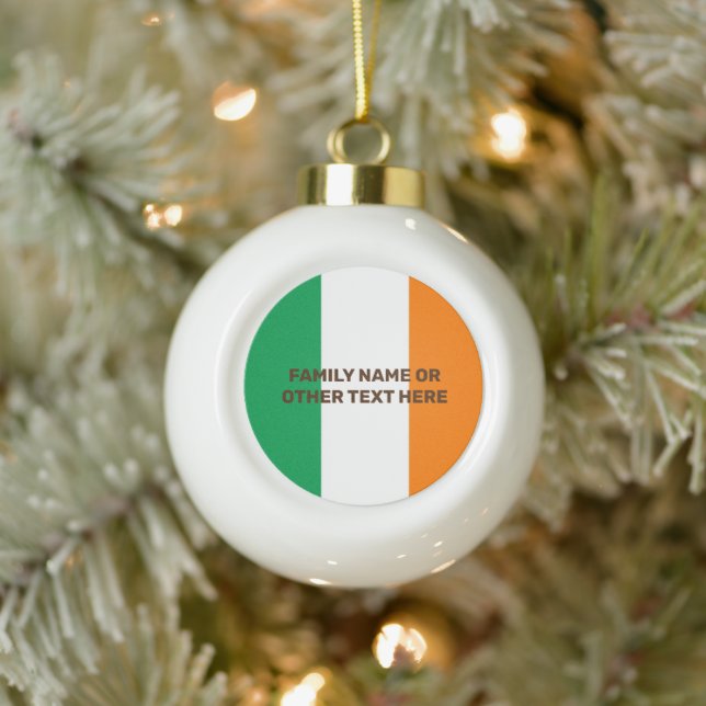 Personalized Irish Ireland Flag Ceramic Ball Christmas Ornament (Tree)