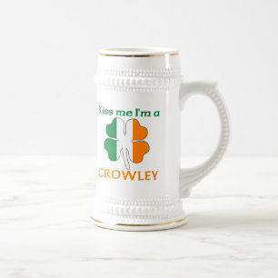 Personalized Irish Kiss Me I'm Crowley Beer Stein