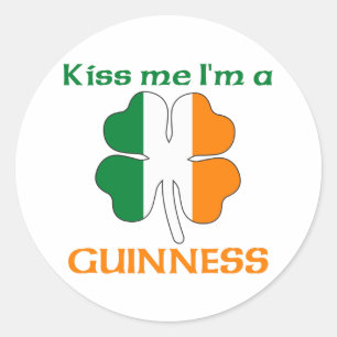 Personalized Irish Kiss Me I'm Guinness Classic Round Sticker