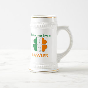 Personalized Irish Kiss Me I'm Lawler Beer Stein