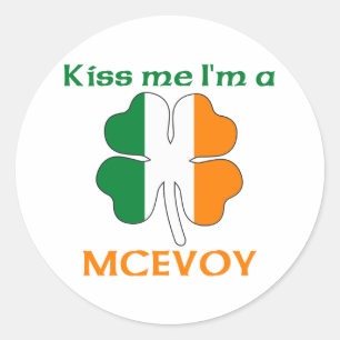 Personalized Irish Kiss Me I'm Mcevoy Classic Round Sticker
