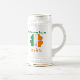 Personalized Irish Kiss Me I'm Ryan Beer Stein