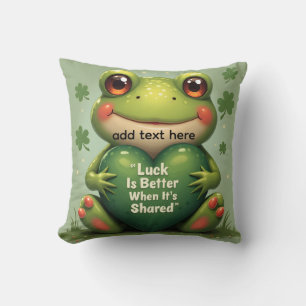 Personalized Irish Luck Frog Throw Pillow