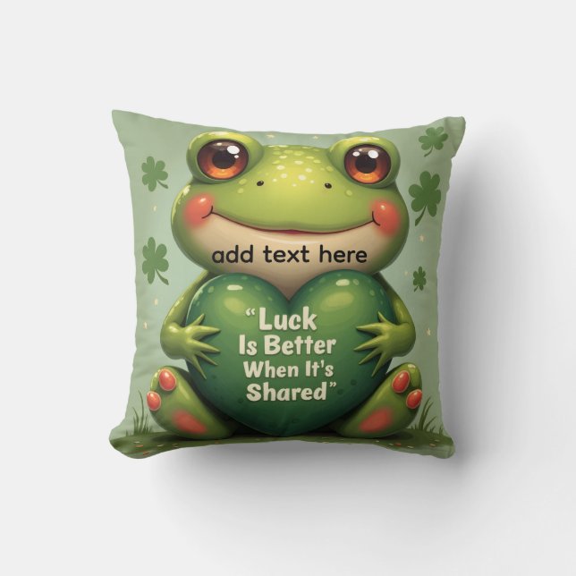 Personalized Irish Luck Frog  Throw Pillow (Front)