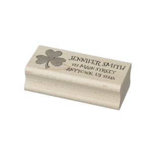 Personalized Irish Lucky Clover Shamrock Address Rubber Stamp