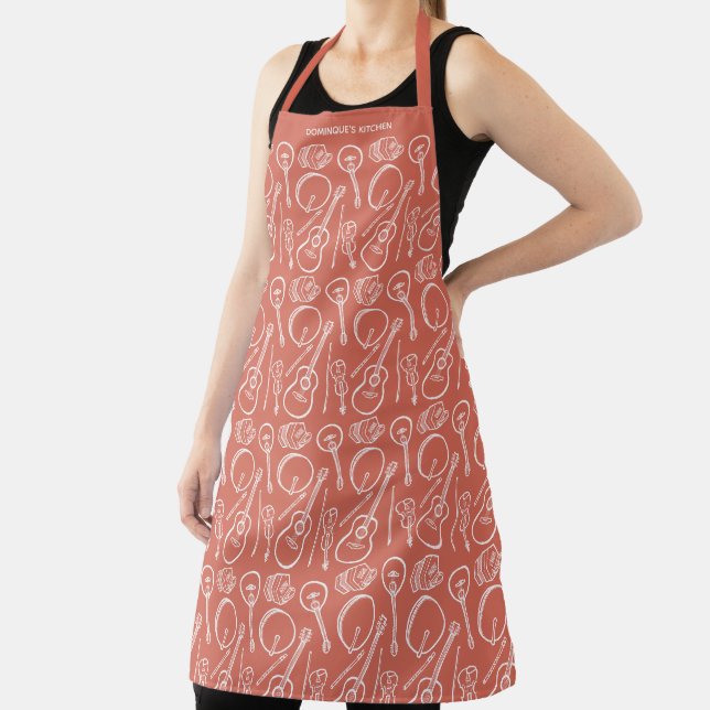 Personalized Irish Music Instrument Pattern Apron (Insitu)