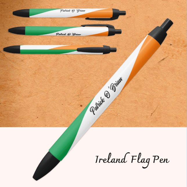 Personalized Irish Pen, Irish Flag, Ireland Black Ink Pen (Creator Uploaded)