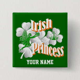 Personalized Irish princess with fairy 2 Inch Square Button