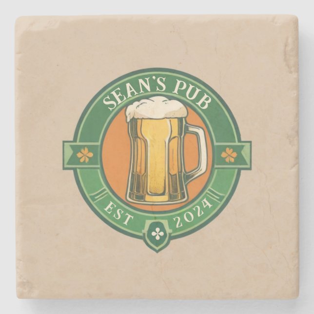 Personalized Irish Pub Coaster with Custom Name (Front)
