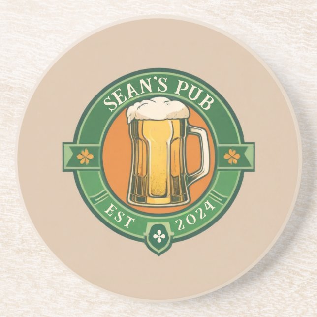 Personalized Irish Pub Coaster with Custom Name (Front)