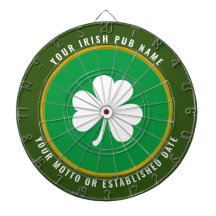 Personalized Irish Pub Green & Gold White Shamrock