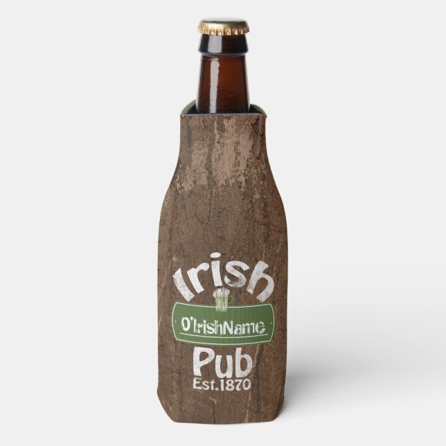 Personalized Irish Pub Old Keg Effect Sign Bottle Cooler (Bottle Front)
