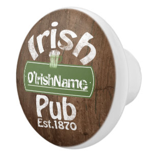 Personalized Irish Pub Old Keg Effect Sign Ceramic Knob