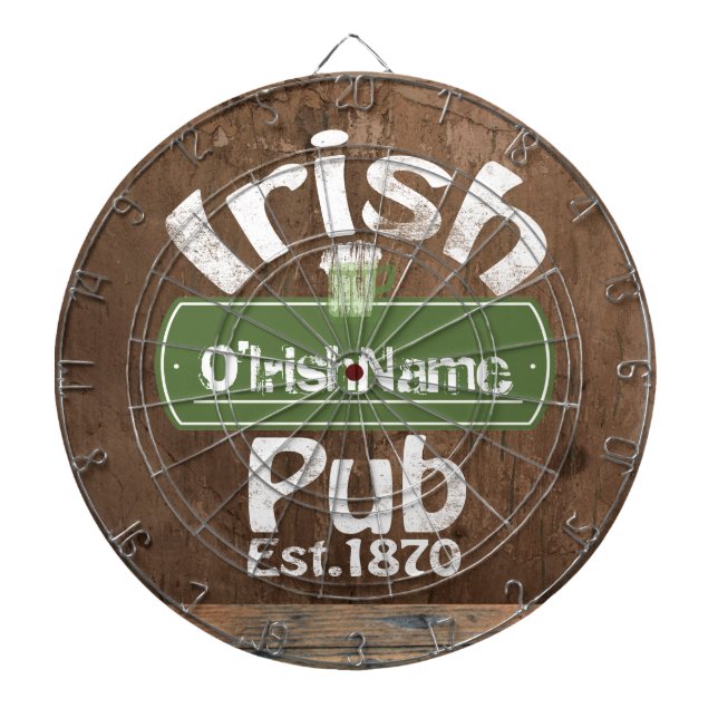 Personalized Irish Pub Old Keg Effect Sign Dartboard (Front)