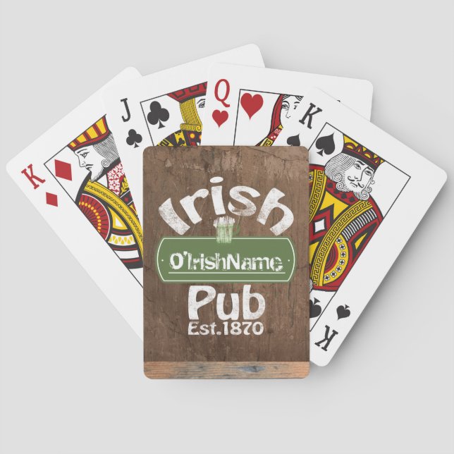 Personalized Irish Pub Old Keg Effect Sign Playing Cards (Back)