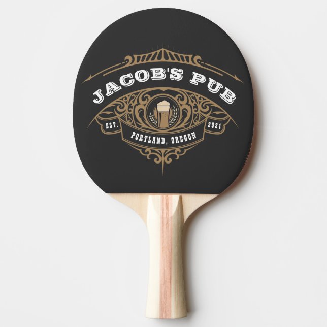 Personalized Irish Pub Ping Pong Paddle (Front)