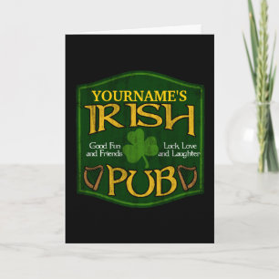 Personalized Irish Pub Sign Card