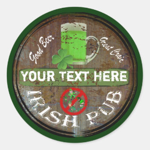 Personalized Irish pub sign Classic Round Sticker