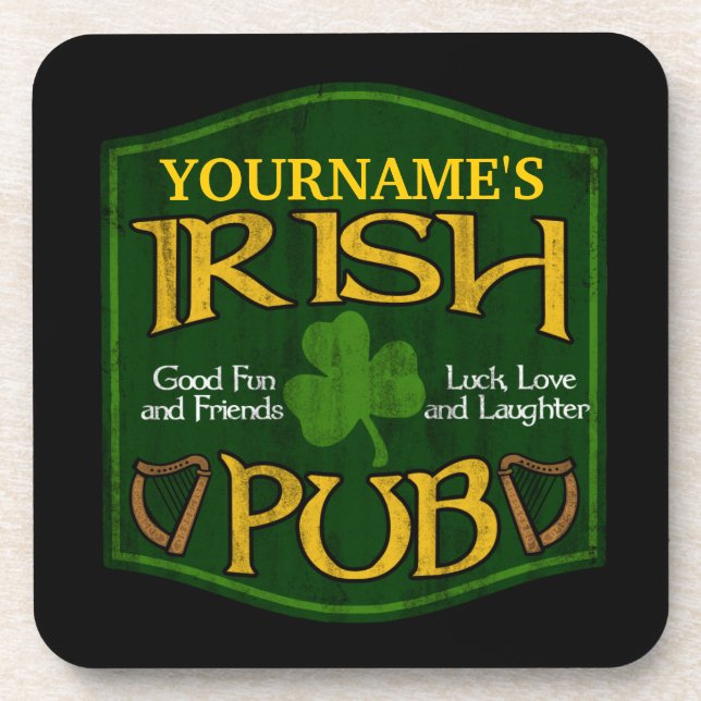 Personalized Irish Pub Sign Coaster (Front)