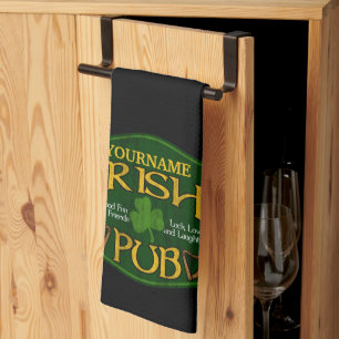 Personalized Irish Pub Sign Kitchen Towel