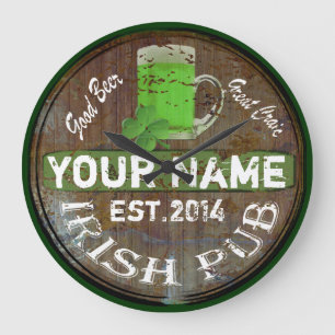 Personalized Irish pub sign Large Clock