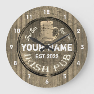 Personalized Irish pub sign  Large Clock