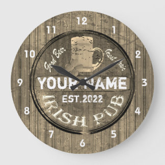 Personalized Irish pub sign Large Clock