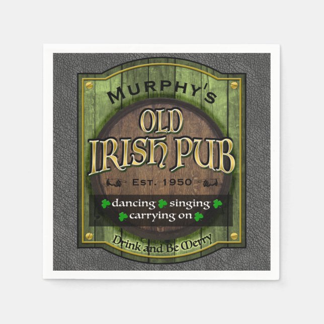 Personalized, Irish Pub Sign Napkin (Front)