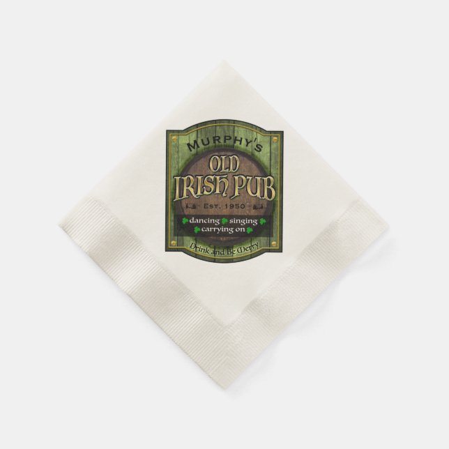 Personalized, Irish Pub Sign Napkin (Corner)