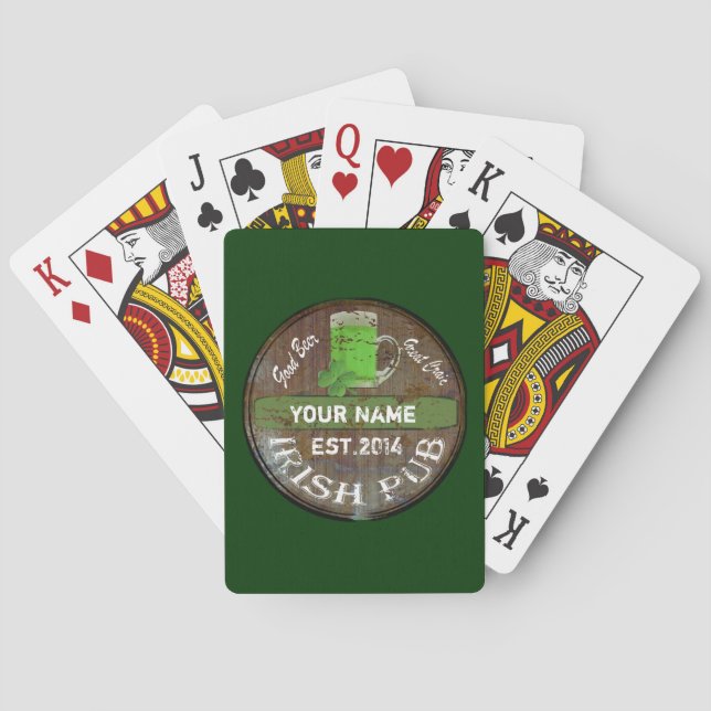 Personalized Irish pub sign Playing Cards (Back)