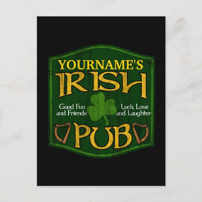 Personalized Irish Pub Sign Postcard (Front)