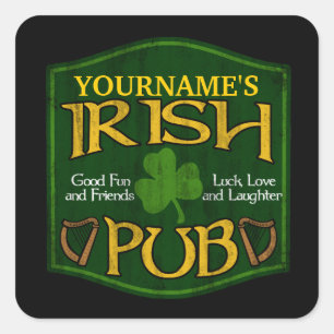 Personalized Irish Pub Sign Square Sticker