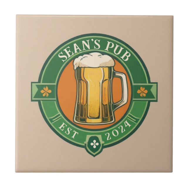 Personalized Irish Pub Sign with Custom Name Tile (Front)