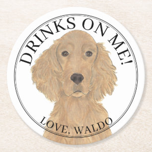 Personalized Irish Setter Dog Wedding Round Paper Coaster