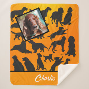 Personalized Irish Setter pattern Sherpa Blanket