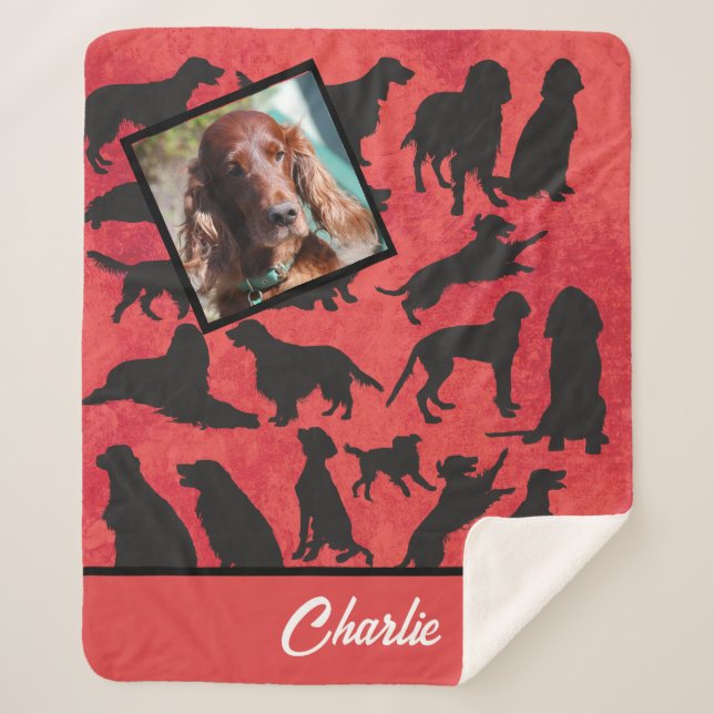 Personalized Irish Setter pattern Sherpa Blanket (Front)