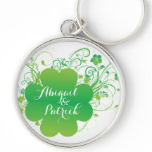Personalized Irish Shamrock Keychain