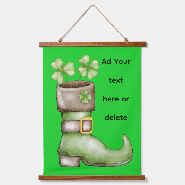 Personalized Irish Shamrock Leprechaun Boot Hanging Tapestry (Front)