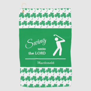 Personalized IRISH SHAMROCK Swing Unto The Lord Golf Towel