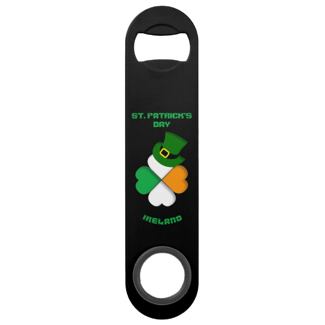 Personalized Irish St. Patrick's Day w/ Green hat Bar Key (Front)