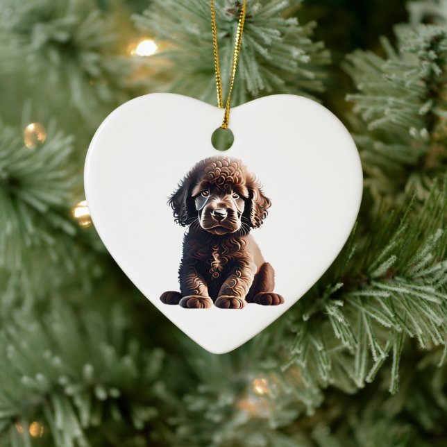 Personalized Irish Water Spaniel Puppy Ceramic Ornament (Tree)