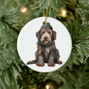 Personalized Irish Wolfhound Dog Ceramic Ornament