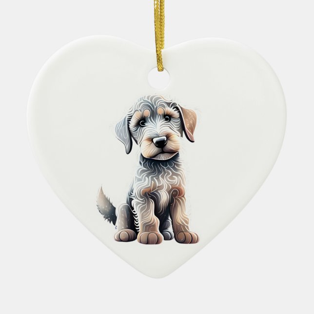 Personalized Irish Wolfhound Puppy Ceramic Ornament (Front)