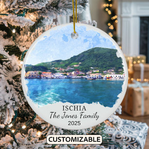 Personalized Ischia Ornament, Italy Ceramic Ornament