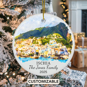 Personalized Ischia Ornament, Italy Ceramic Ornament